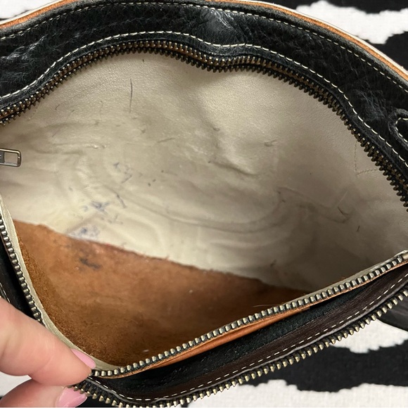 Vintage Boho Leather Inlay Leather Design Hippie Saddle Bag Crossbody Purse - Picture 10 of 13